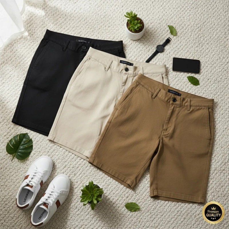 Kit 3 Bermuda Masculina Sarja Short Jeans Social Brim Lisa (38 a 46)