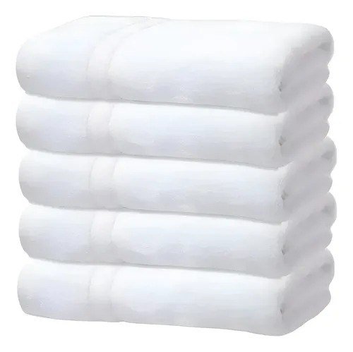 Kit 5 Toalhas Banho Gigante Grossa Hotel Luxo 75x150cm 480g Branco Hotel