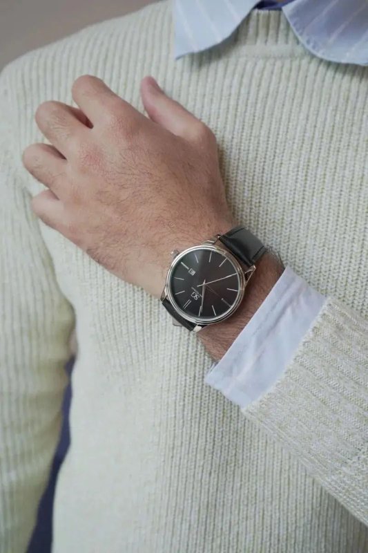 Relógio Masculino Chrowl Saint Germain Pulseira Couro Caixa Prateada