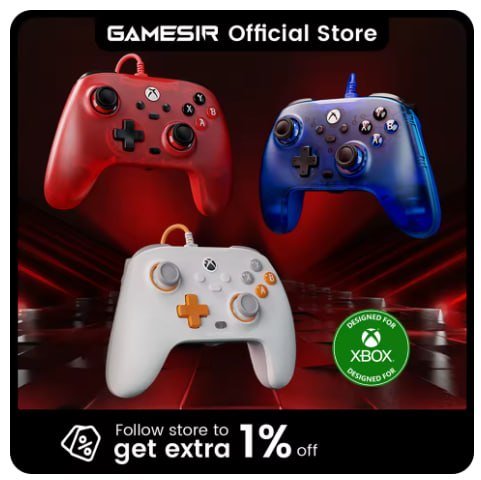 Controle Gamesir T7 com Fio para Xbox One, Series S X, PC, Efeito Hall Anti Drift, Com fio