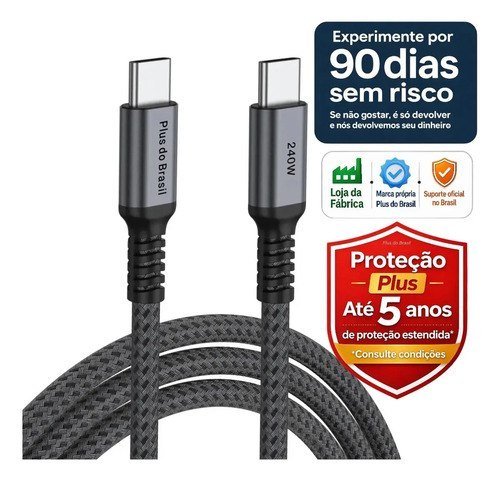 Cabo Tipo C Duplo 240W 2 Metros com Chip E-Mark