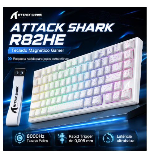 Teclado Magnetico com Fio ATTACK SHARK R82HE 75% RGB