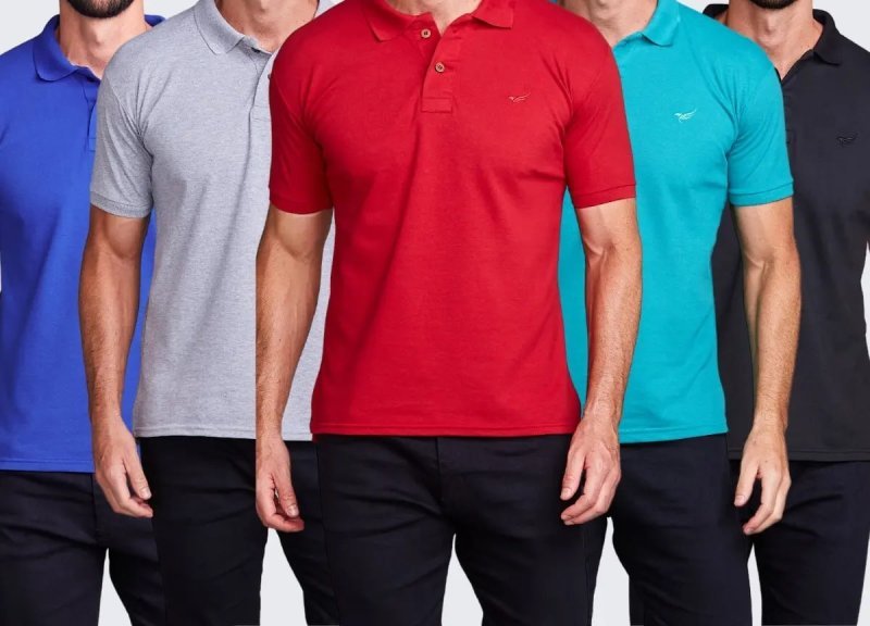 Kit 5 Camisa Gola Polo Blusa Slim Piquet