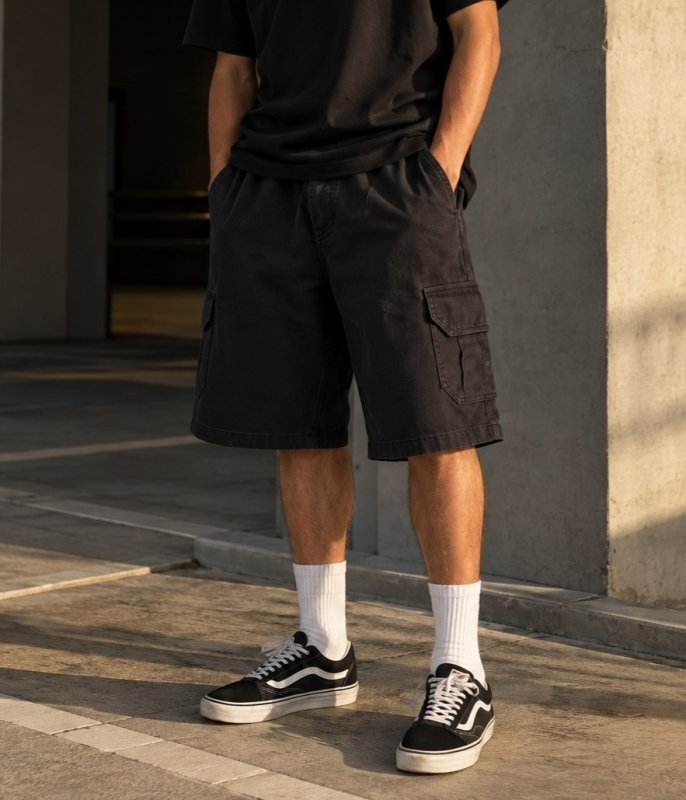 Bermuda Cargo Oversize Skate Baggy Elástico 6 Bolsos