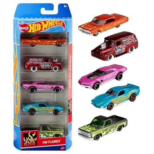Pacote 5 Carros Sortidos, Hot Wheels, Mattel, Multicor