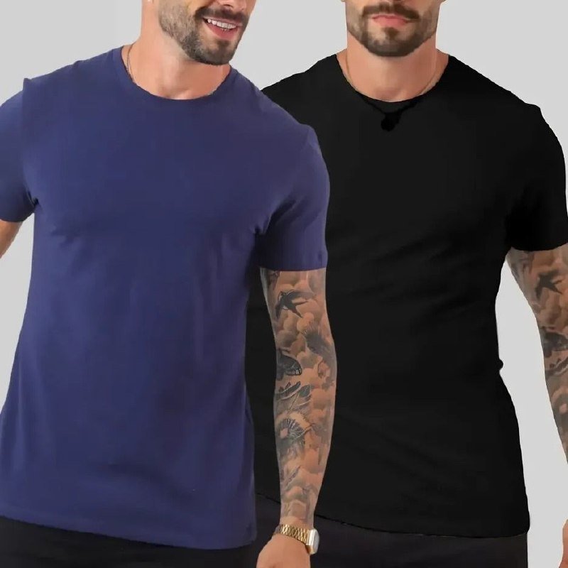 Kit 2 Camiseta Masculina Malha Peruana Premium