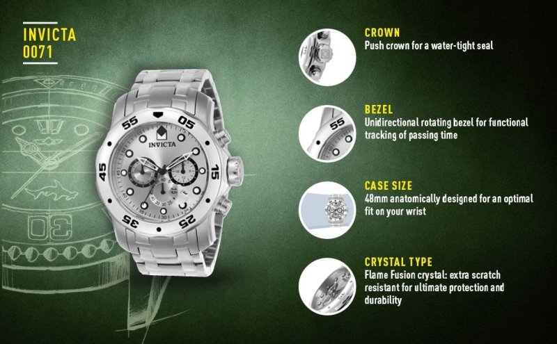 Invicta Relógio cronógrafo masculino Pro Diver Collection 48mm