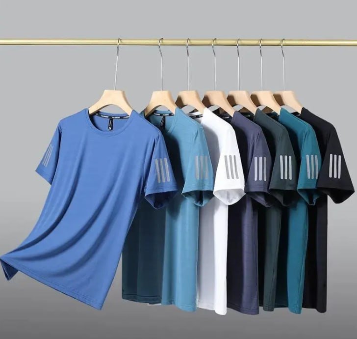 Camiseta Masculina De Seda Gelada Estampada Estilo Esportivo