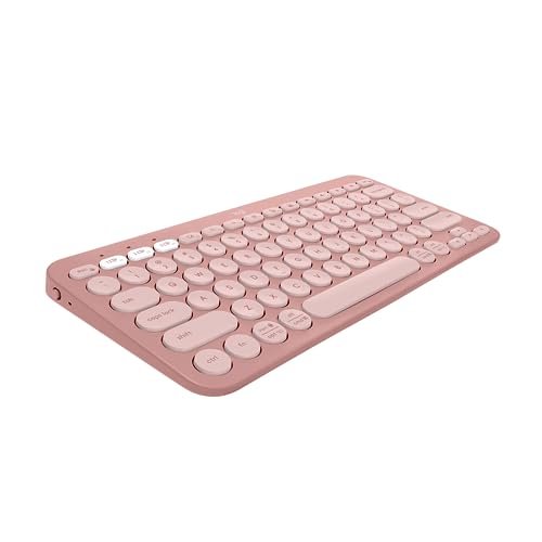 Teclado sem fio Logitech Pebble Keys 2 K380s com Conexão Bluetooth Easy-Switch e Pilha Inclusa - Rosa