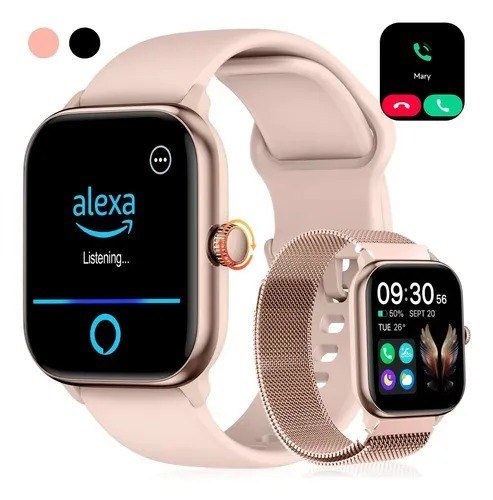 Relógio Inteligente Smartwatch Alexa Chamadas Bluetooth NOVANTE Rosa Digital Feminino Masculino Esportivo