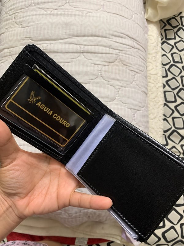 Carteira Masculina 100% Couro Legítimo Porta Cartões Documentos Moedas com Zíper + Caixa Presente