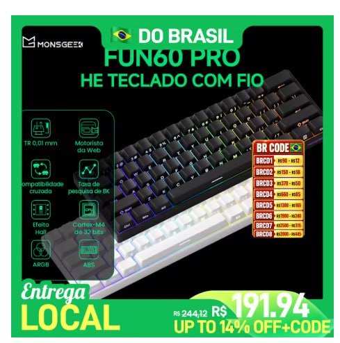 Teclado Magnético Akko Fun60 Pro He, Rgb, 8000Hz, Gatilho rápido 0.001