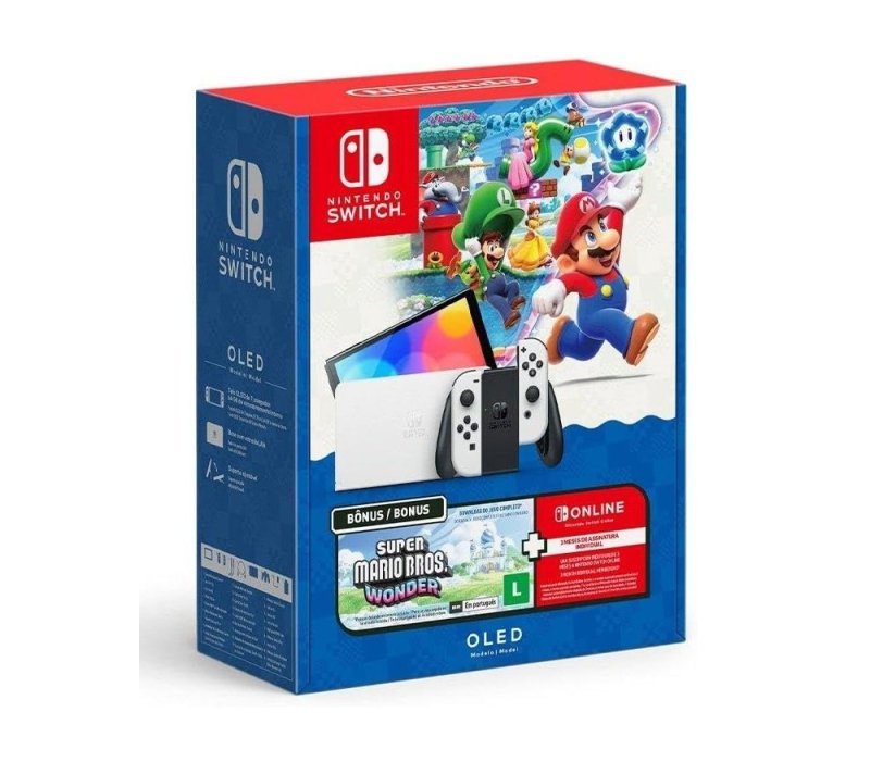 Bundle Nintendo Switch OLED + Super Mario Bros Wonder + 3 Meses de NSO