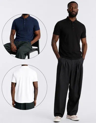 Kit 3 Camisa Masculina Malha Fria Polo Tech Manga Curta Variados M
