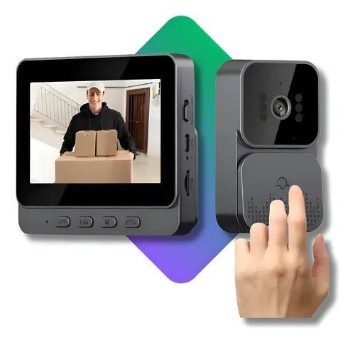 Vídeo Porteiro Sem Fio Interfone Bidirecional Wireless Hd Cinza-escuro 127/220v