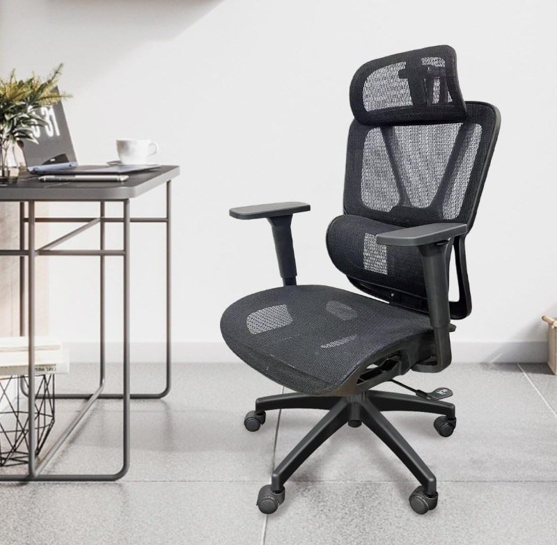 Cadeira de Escritório Ergonômica Python Fly em Malha, Suporta até 150kg(preto)