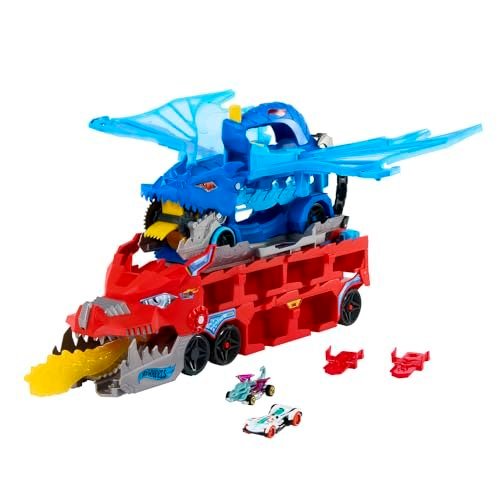 Hot Wheels City Pista de Brinquedo Supertrailer de Dragão 4 Anos, Mattel