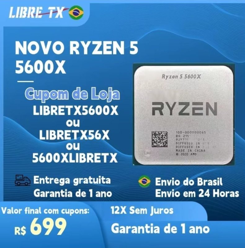 Ryzen 5 5600x DDR4 AM4 Processador AMD R5 CPU Novo