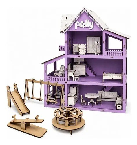 Kit Casinha Boneca 19 Móveis com Parquinho