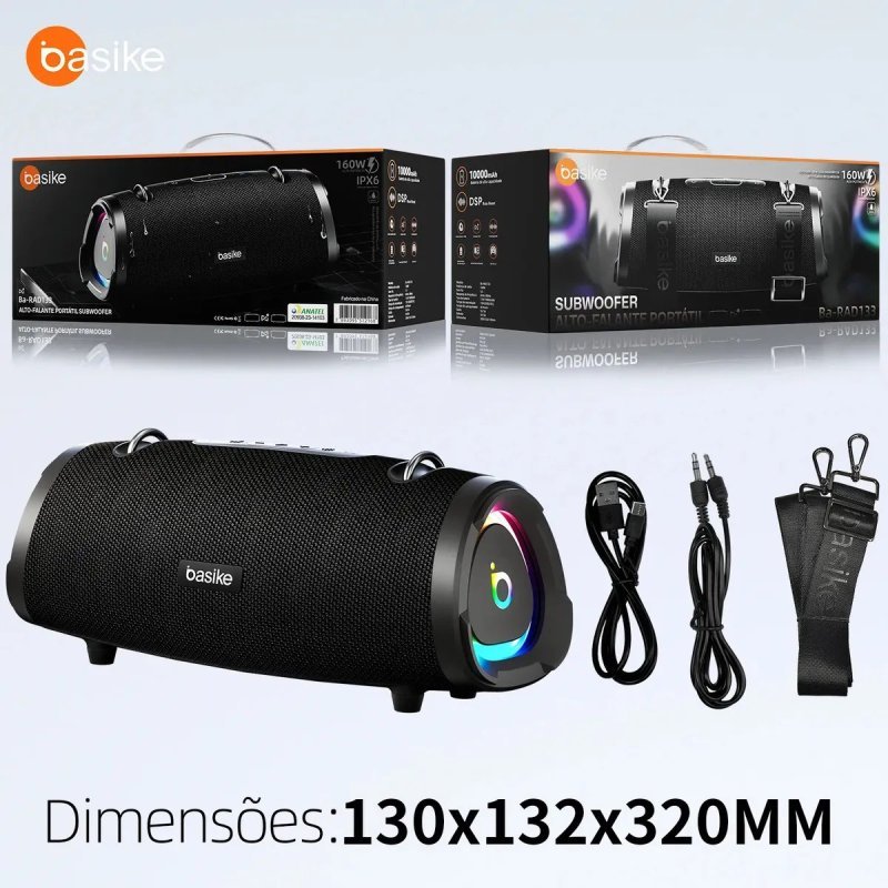 Caixa de Som Portátil Basike Ba-RAD133 de 160W