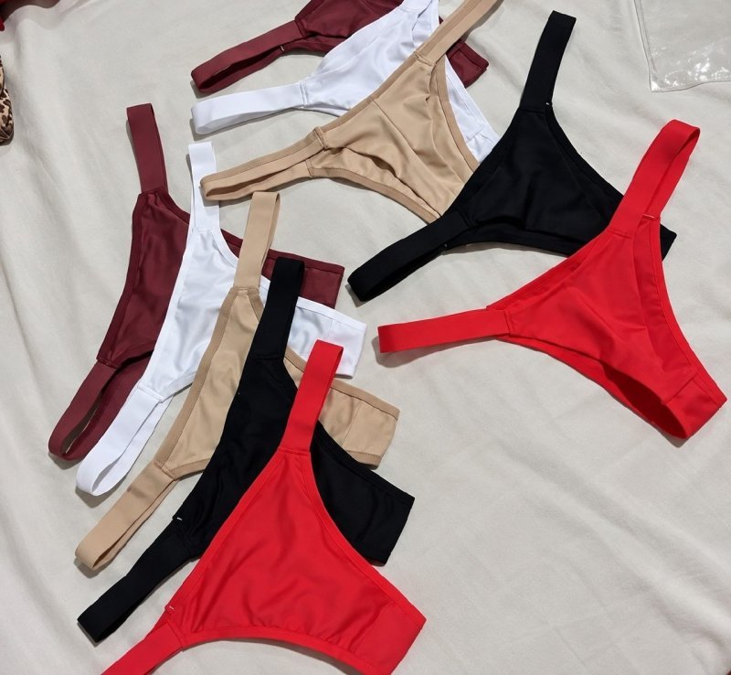 Kit 10 Calcinha Tanga Fio Duplo Elástico Tirinha Conforto