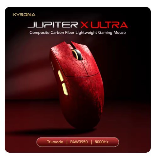 Mouse Gamer Sem Fio KYSONA Jupiter X Ultra 3950 54L15, Fibra de Carbono PAW3950