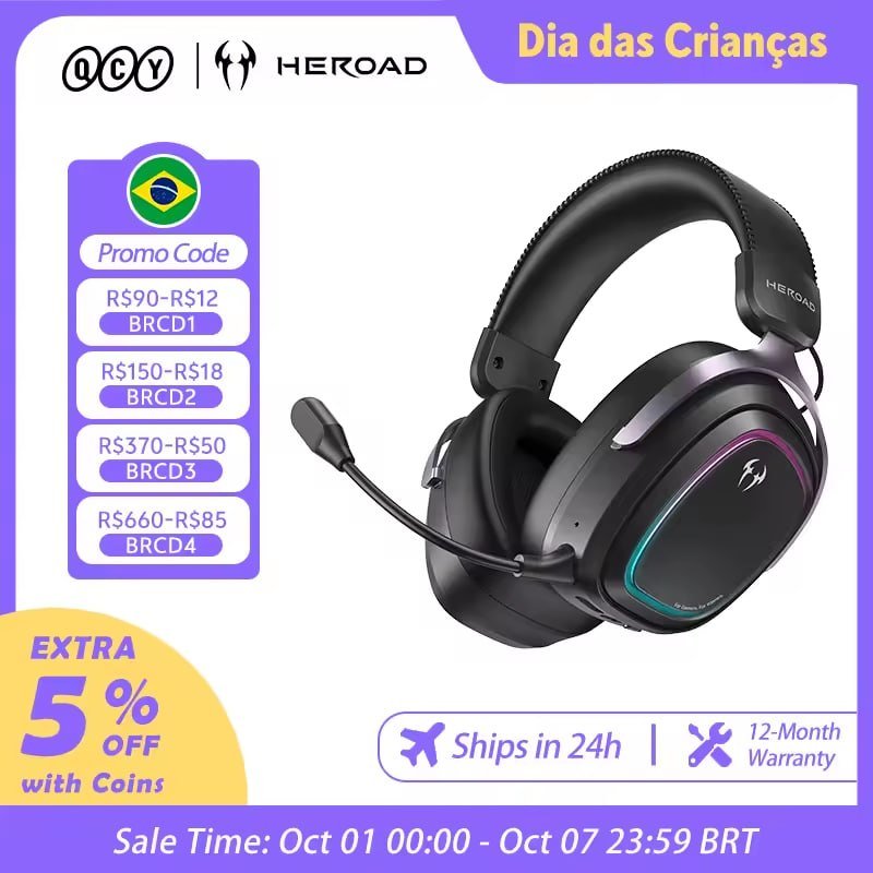 Headset Sem Fio Qcy Heroad GT2