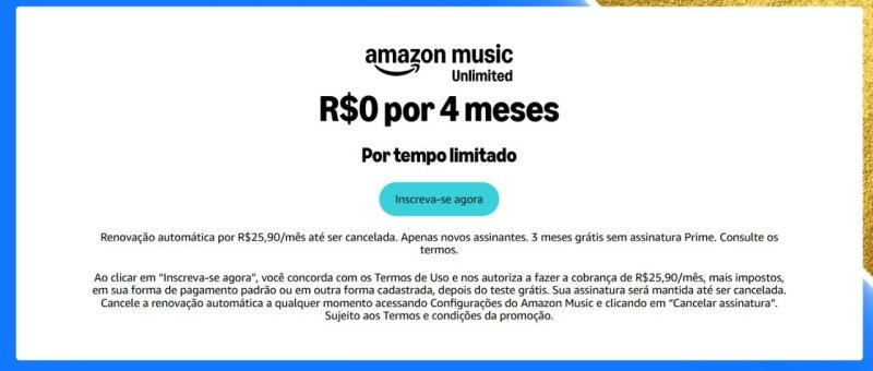 4 Meses Grátis do Amazon Music Unlimited
