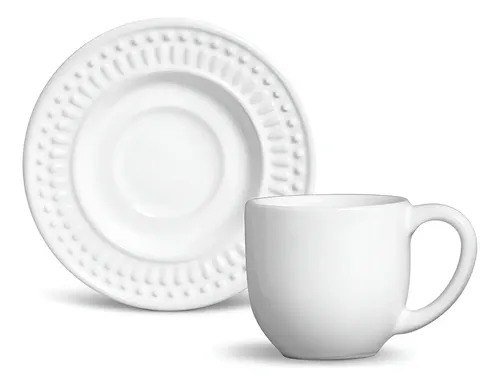 Jogo de Café Porto Brasil Cerâmica 12 Peças Branco 72ml