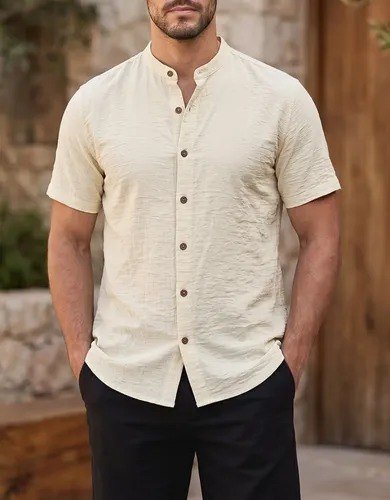 Camisa Gola Padre Masculina Manga Curta Social Verão Festa