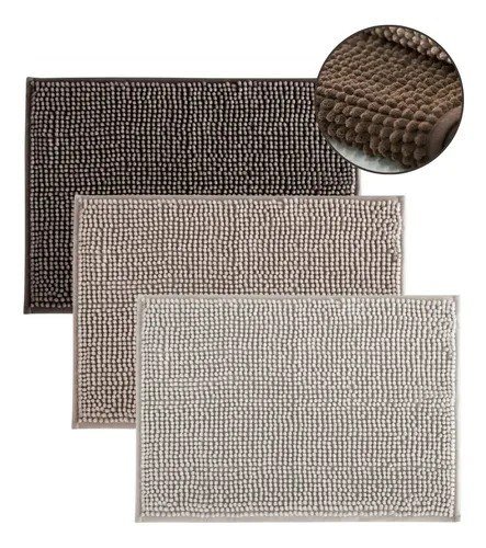 Kit 3 Tapetes De Banheiro Microfibra Bolinha Antiderrepante Cor Sortido