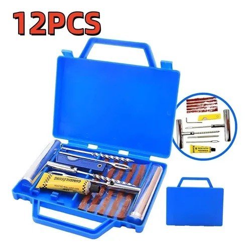 Kit Reparo Pneu Carro Moto Remendo Macarrão Metal C/ Maleta