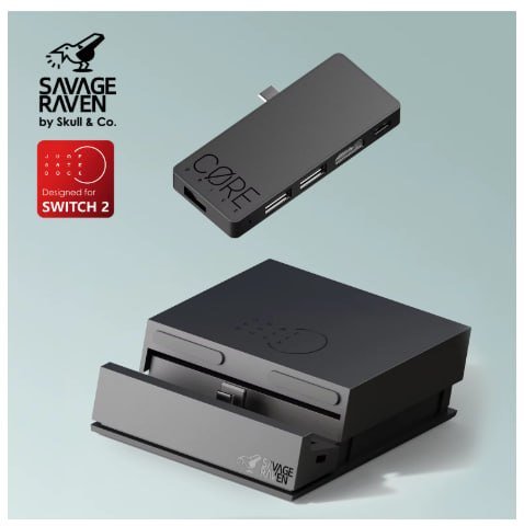 Savage Raven by Skull & Co. Jumpgate Dock USB C Hub Estação de acoplamento portátil para Nintendo Switch 2 e OLED