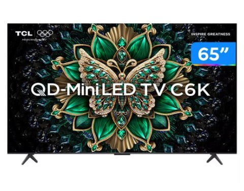 Smart TV 65" TCL 4K UHD MiniLED 65C6K 120Hz Google TV AiPQ Google Assistente