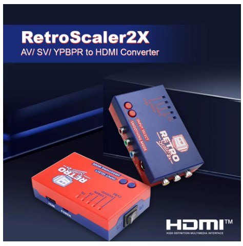 RetroScaler2x AV para HDMI ® Conversor e line-doubler para consoles de jogos retrô PS2 N64 NES Dreamcast Saturn MD1 MD2