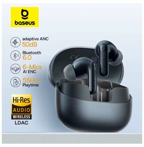 Fones de Ouvido Sem Fio Baseus EP10 Pro ANC Bluetooth 6.0 com Cancelamento de Ruído Adaptativo