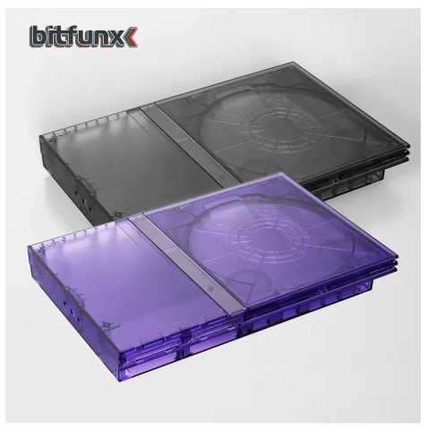 Capa de substituição Bitfunx translúcida preta roxa para console de jogos PS2 Slim