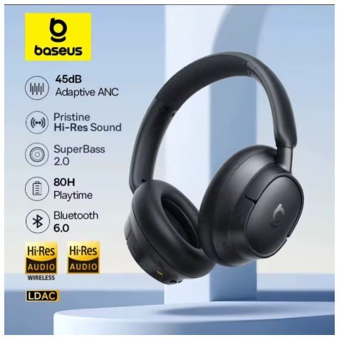 Fones de Ouvido Sem Fio Baseus EH10 NC ANC com Cancelamento de Ruído Adaptativo Híbrido