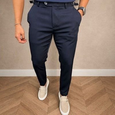 Calça Social Alfaiataria Masculina Malha Elastano Stretch