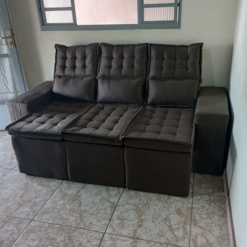 Sofá 3 Lugares Retrátil e Reclinável Cama inBox
