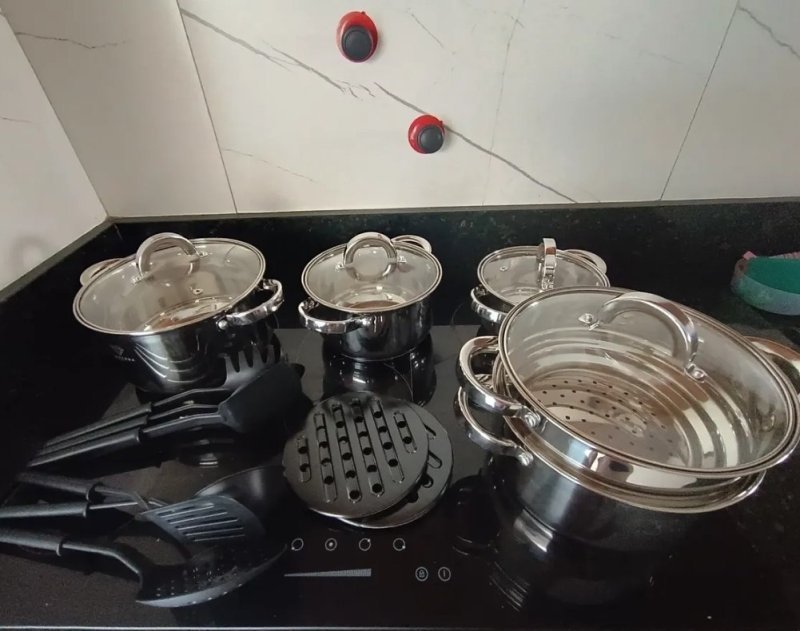 Jogo Panelas Inox 19 Peças Genebra Completo Utensílios