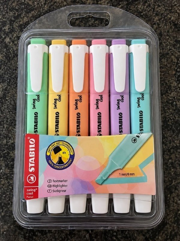 Stabilo Swing Cool Caneta Marca Texto Pastel 6 Cores