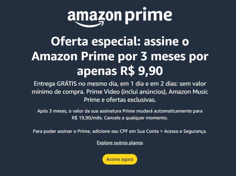 Amazon Prime - Teste Grátis por 30 Dias