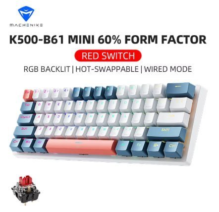 Teclado Machenike K500 - B61 Teclado mecânico RGB 60% com fio