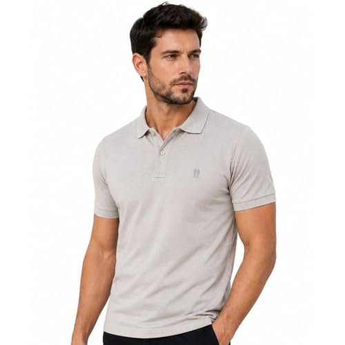 Camisa Polo Masculina Piquet Polo Wear (BR, Alfa, P, Regular, Bege Médio)