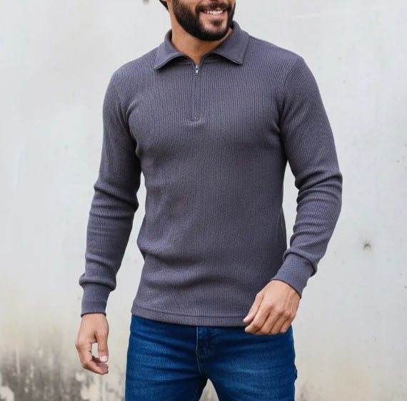 Blusa Tricô Masculina Manga Longa Suéter Listrada