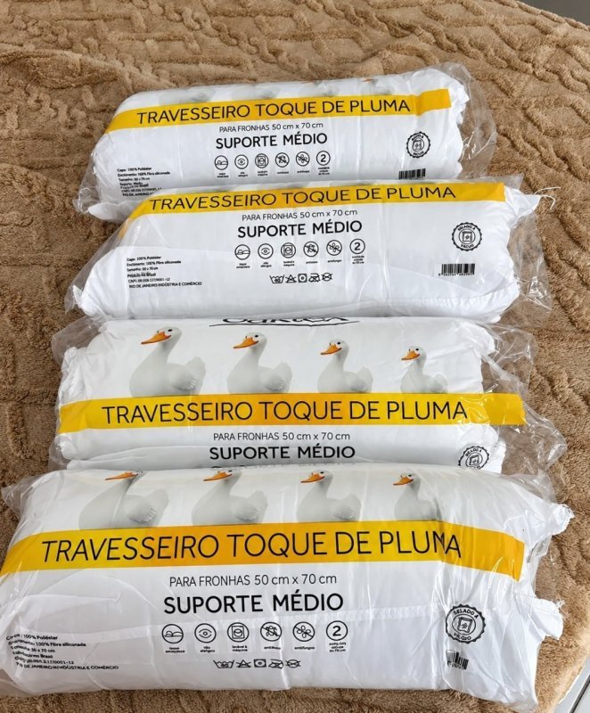 Kit 4 Travesseiros 50x70 - Toque De Pluma - Médio - Antialérgico