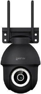 Hi by Geonav Câmera Externa Inteligente PTZ, 3k, 4MP, Wi-Fi, Sensor Movimento, Áudio bidirecional, Luz e visão noturnas, Alerta sonoro, Compatível com Alexa e Google Assistente, HISCPT02BK, Preto