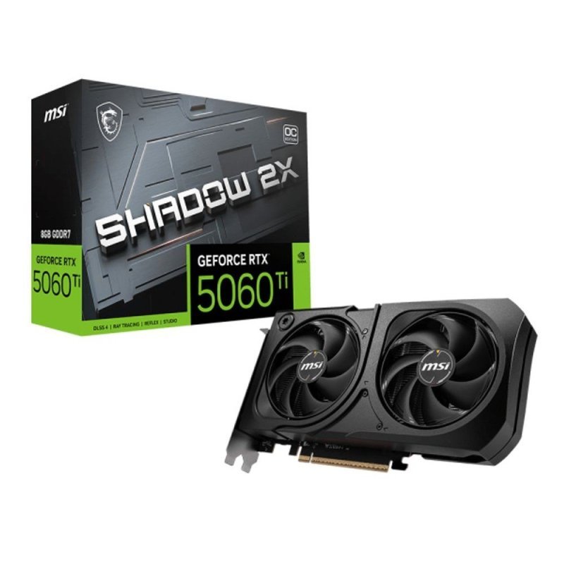 Placa de Video GeForce NVIDIA MSI RTX 5060 Ti 8GB Shadow 2x Oc Plus 8GB Gddr7 128 Bits - 912-V536-023