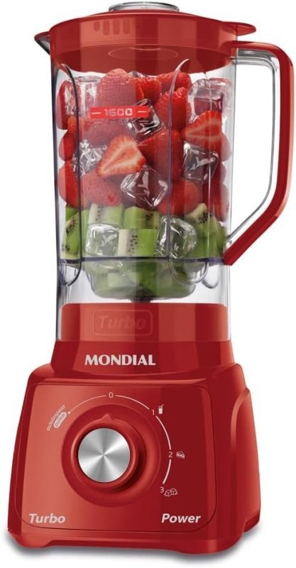 MONDIAL Liquidificador Turbo Power 550W, 110V, Vermelho, 1,6L L-99 FR